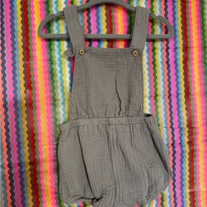 H&M Cotton Gauze Romper Overalls with Wooden Buttons
